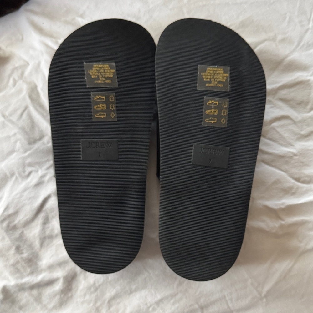 J. Crew Black Leather Double-Buckle Slide Sandals - Picture 2 of 2